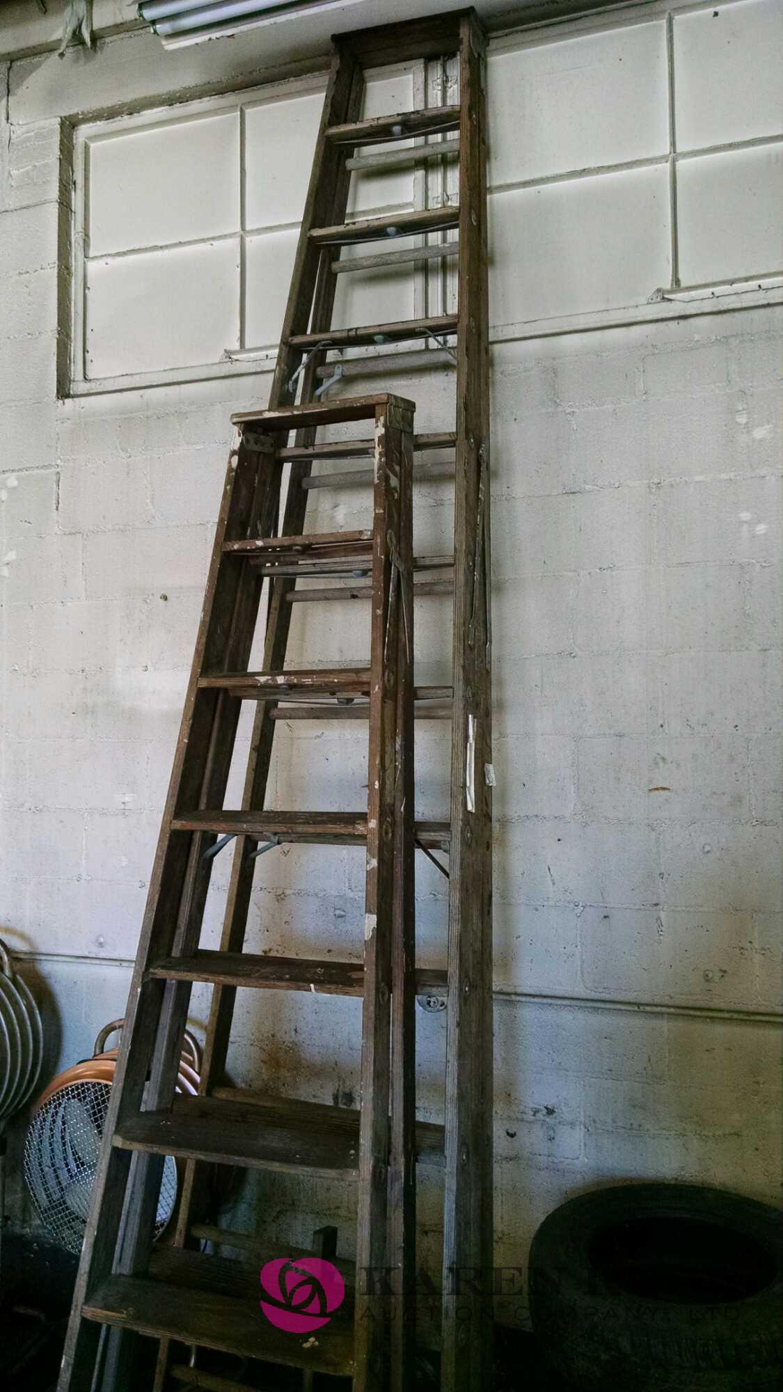 2 wood step ladders