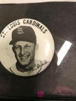 Framed Stan Musial tribute and badge