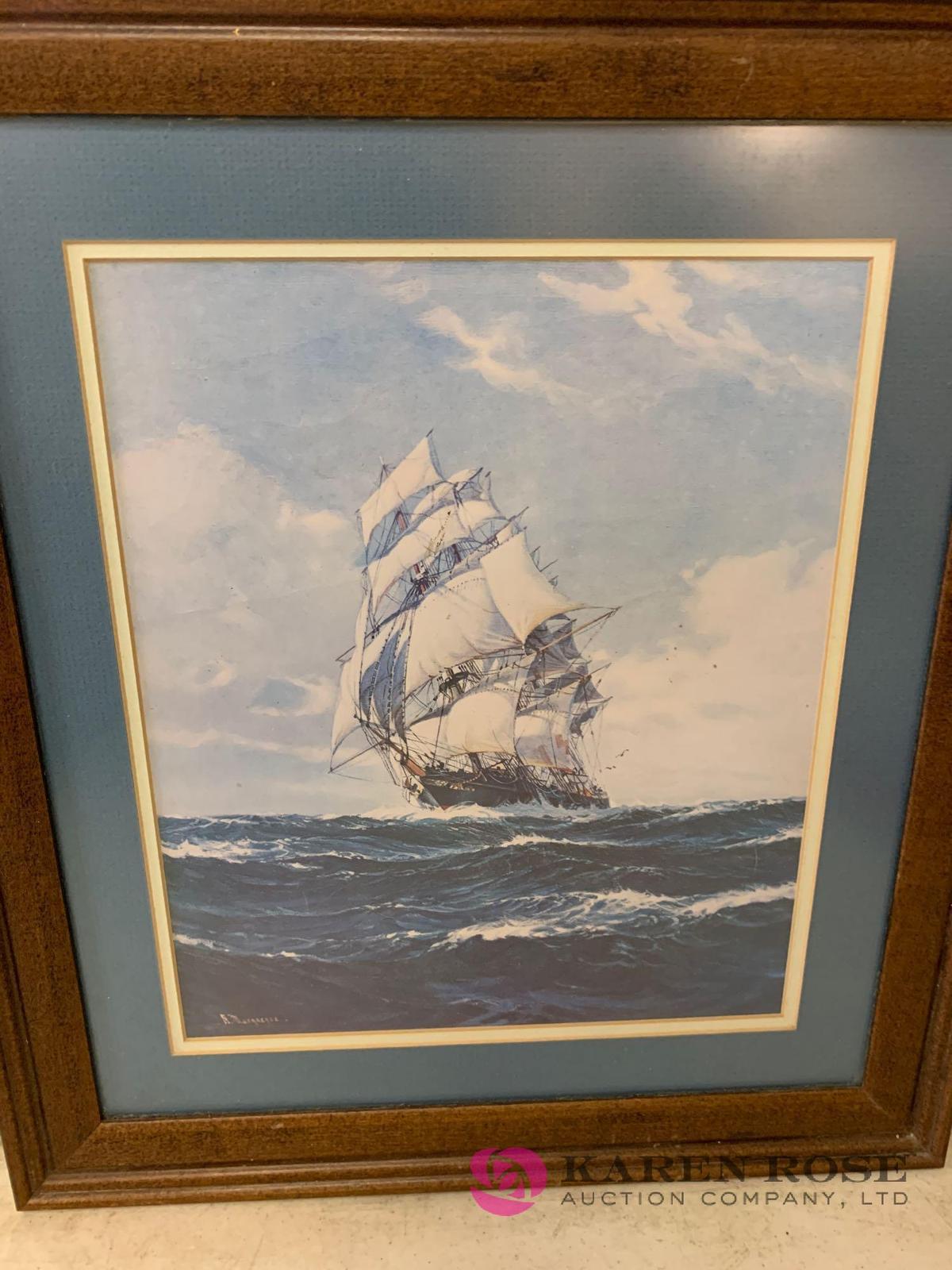 Signed Ship with sails print