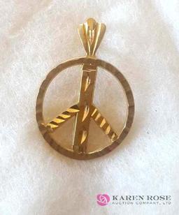 14-karat gold peace sign charm