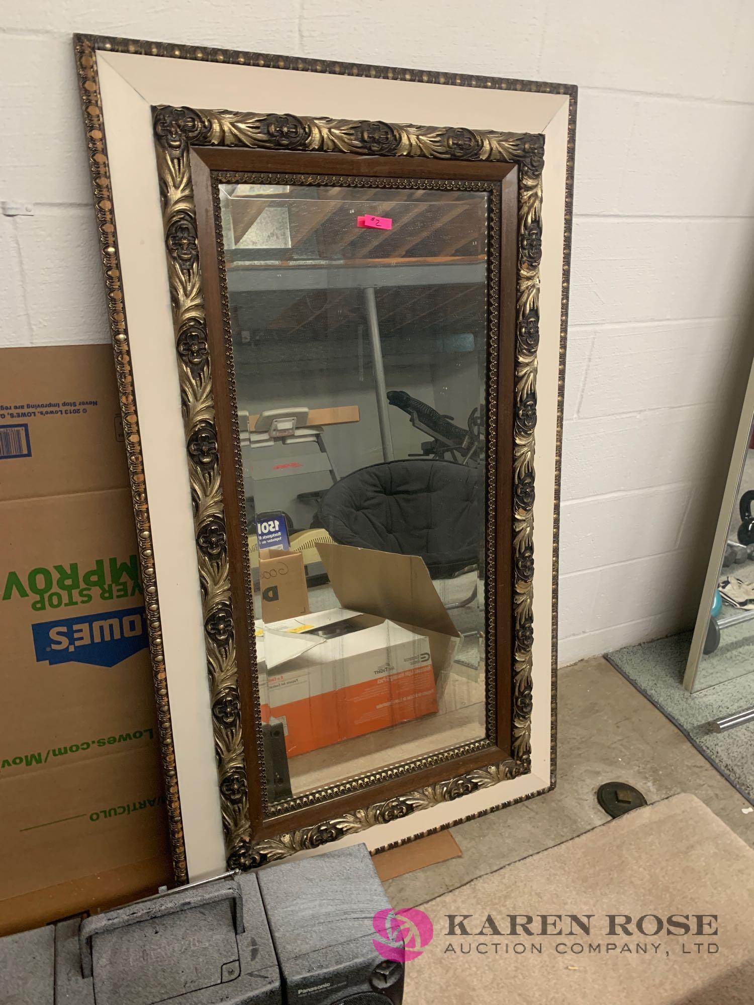 Framed beveled glass mirror