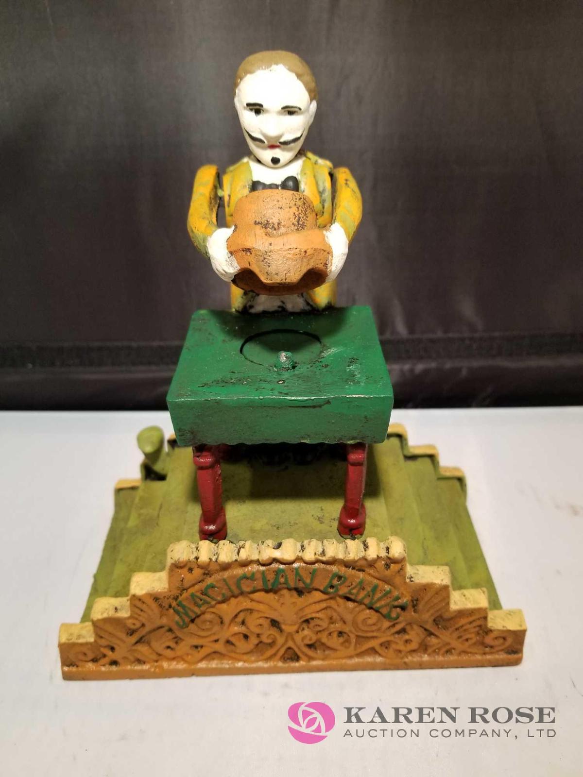 Magician Cast Iron Mechanical Bank