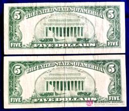 Two 1963 Red Seal Five Dollar Bills