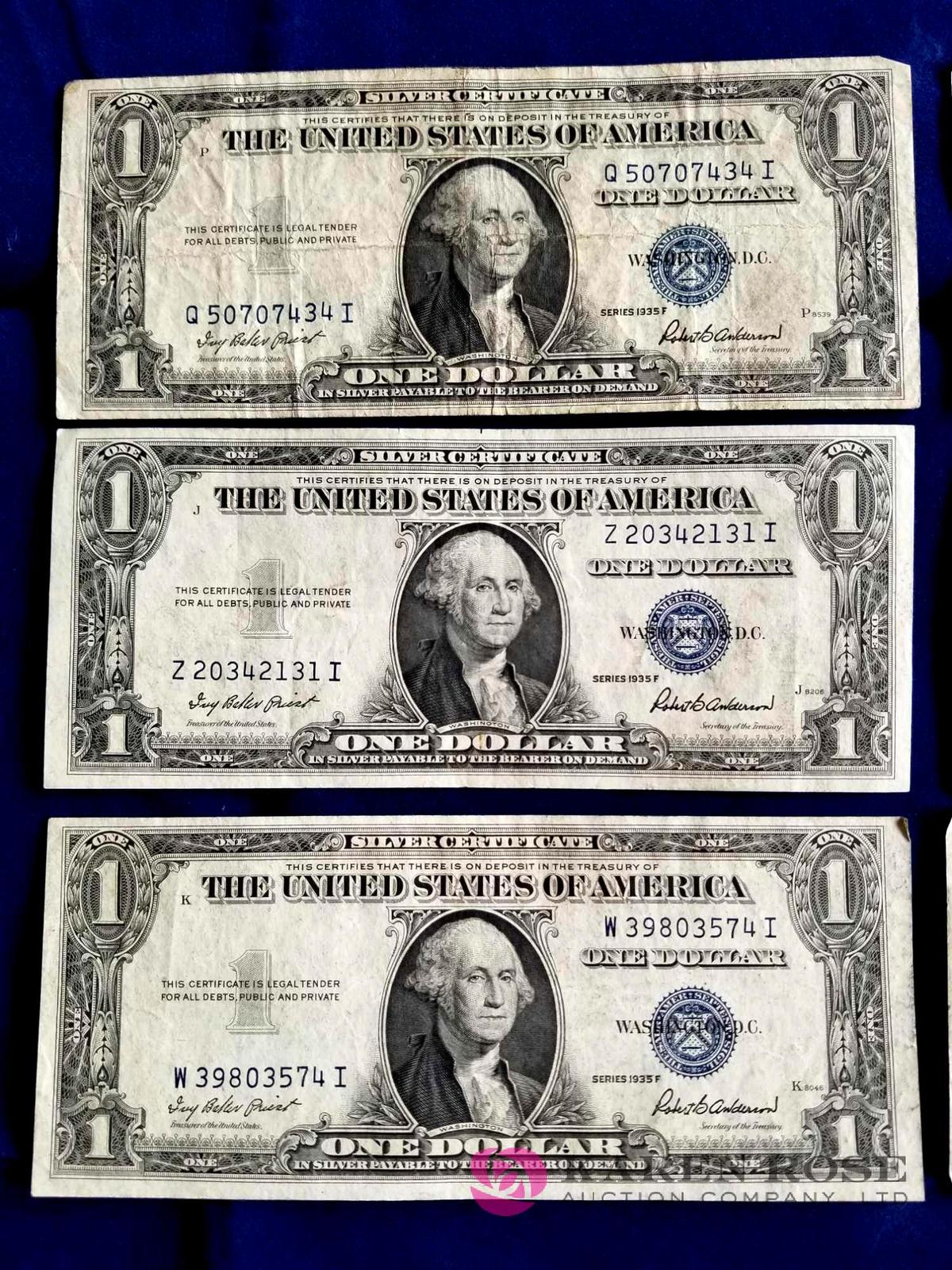 Six One Dollar Silver Certificates