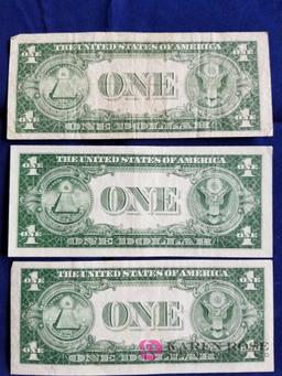 Six One Dollar Silver Certificates