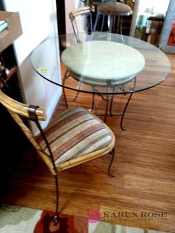 HOLLAND LOC, glass top round table with two chairs