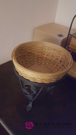 Longaberger round basket with base planter