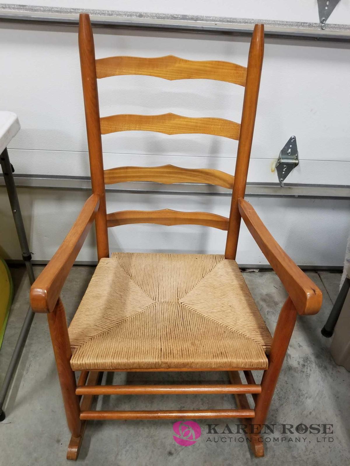 Rocker With Rattan Seat