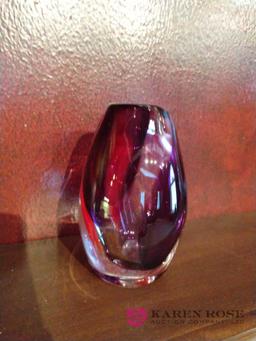 6 inch tall hand blown glass vase