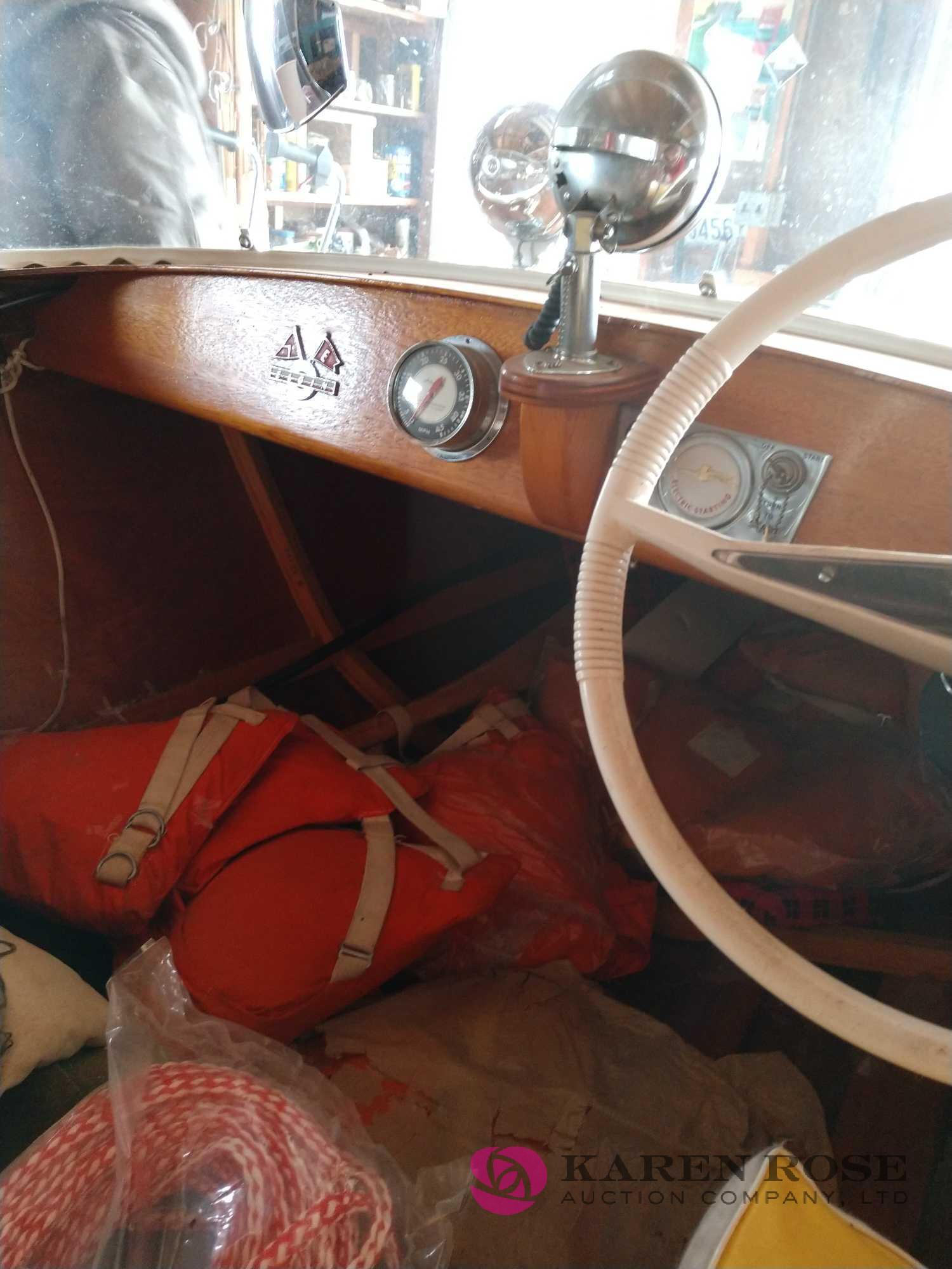 Vintage Elgin hand crafted wood boat with Johnson seahorse 35 , REGISTERED HOME BUILT, DAD BUILT