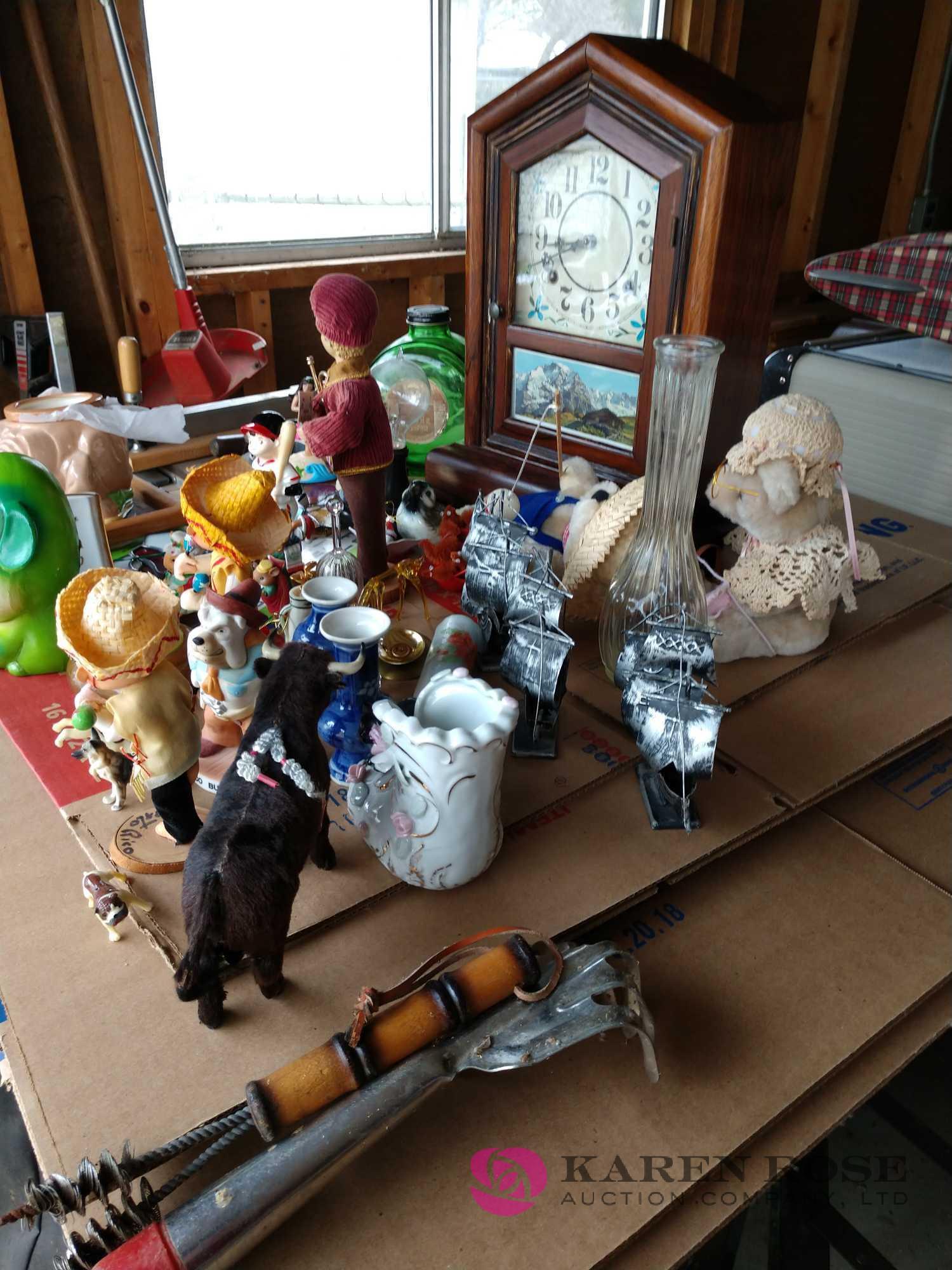 Large miscellaneous lot of knick knacks, clock, and more see pictures