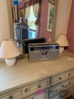 Bedroom lamps and Sony radio