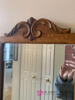 Mirror with wood frame