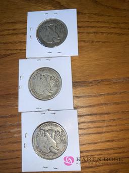 3 Liberty half dollars