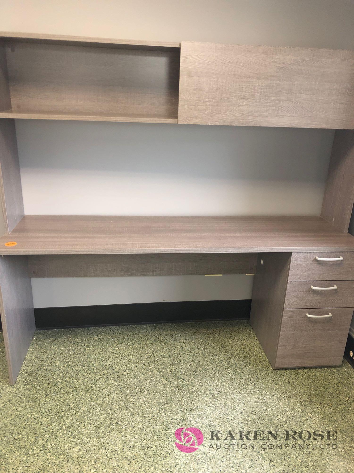 Modern gray washed desk and file cabinet