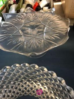 Lot of crystal dishes bowl, Creamer and sugar, dessert plate