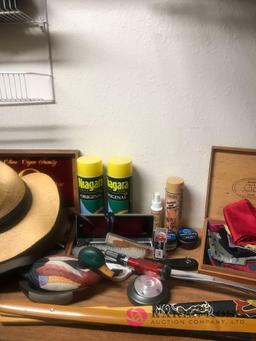 Hats- cigar boxes shoe polish- shoe horns silk scrafs