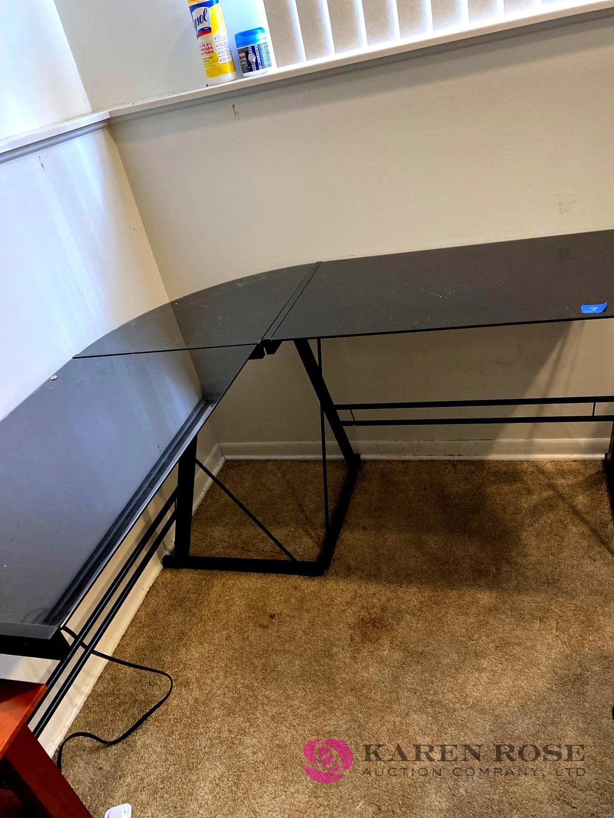 Tempered glass corner desk