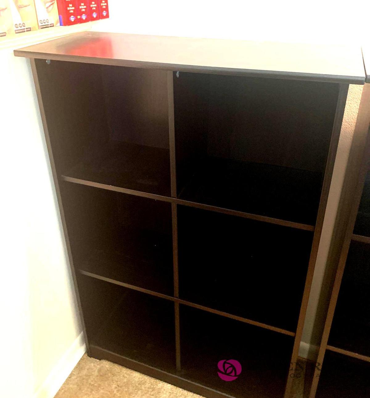 Black cube storage shelf
