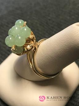 14kt Gold Grape Cluster Ring Jade