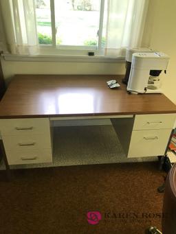 Metal office desk with office chair