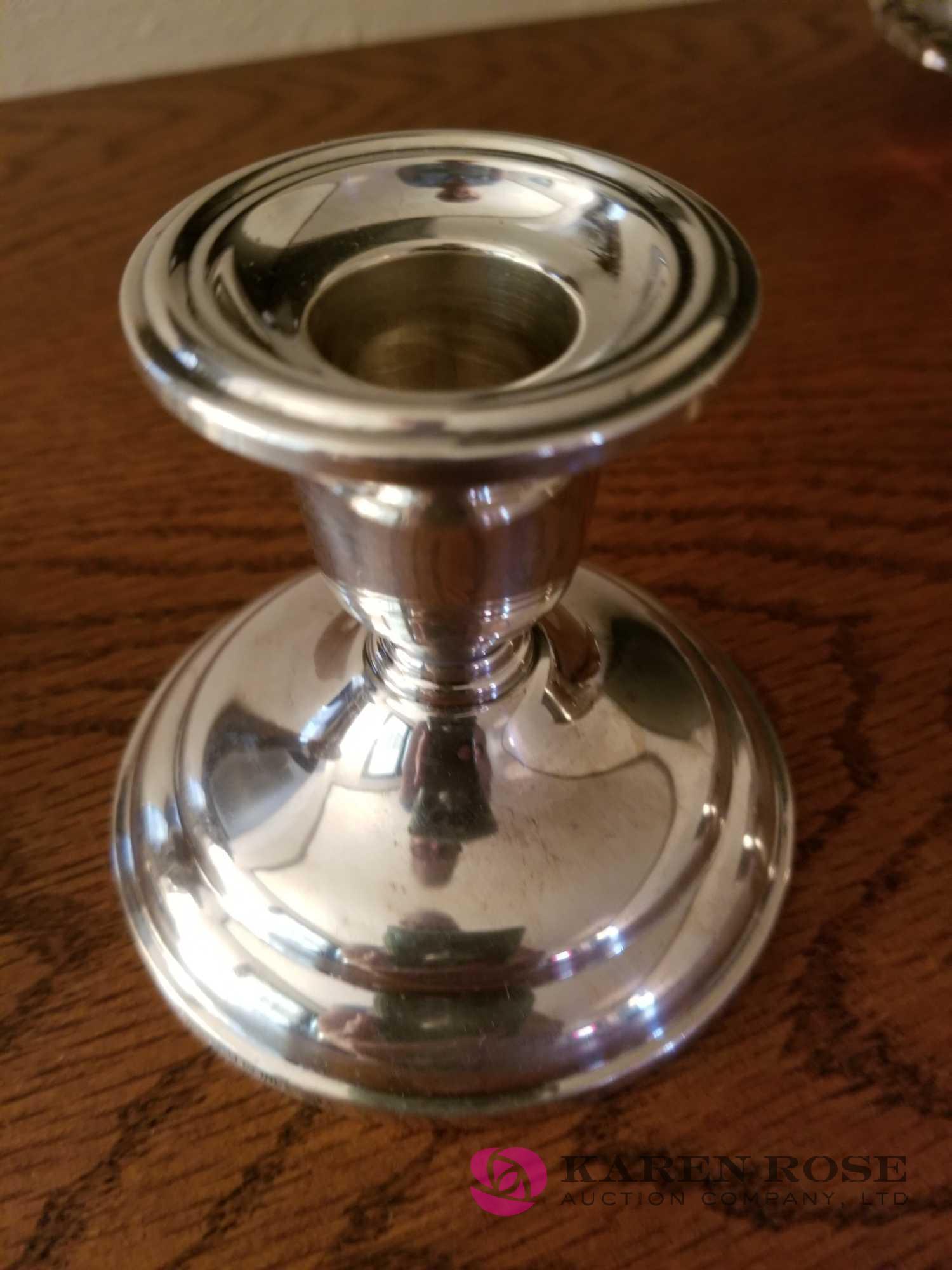 LR - Silverplate Tray, Bowl and Candleholders