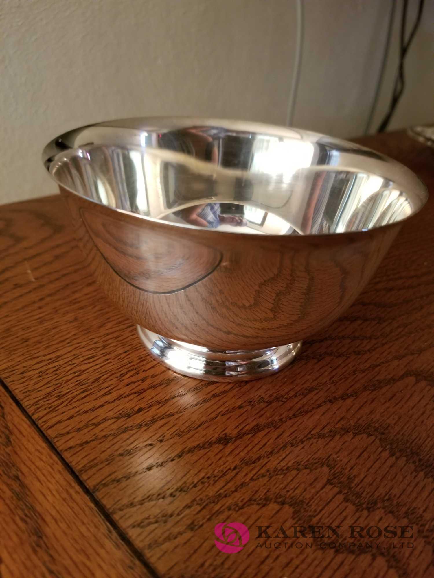 LR - Silverplate Tray, Bowl and Candleholders
