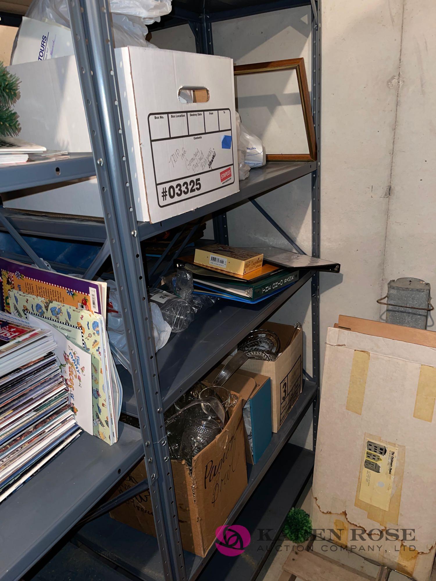 All miscellaneous contents far left basement storage room includes two rows of shells