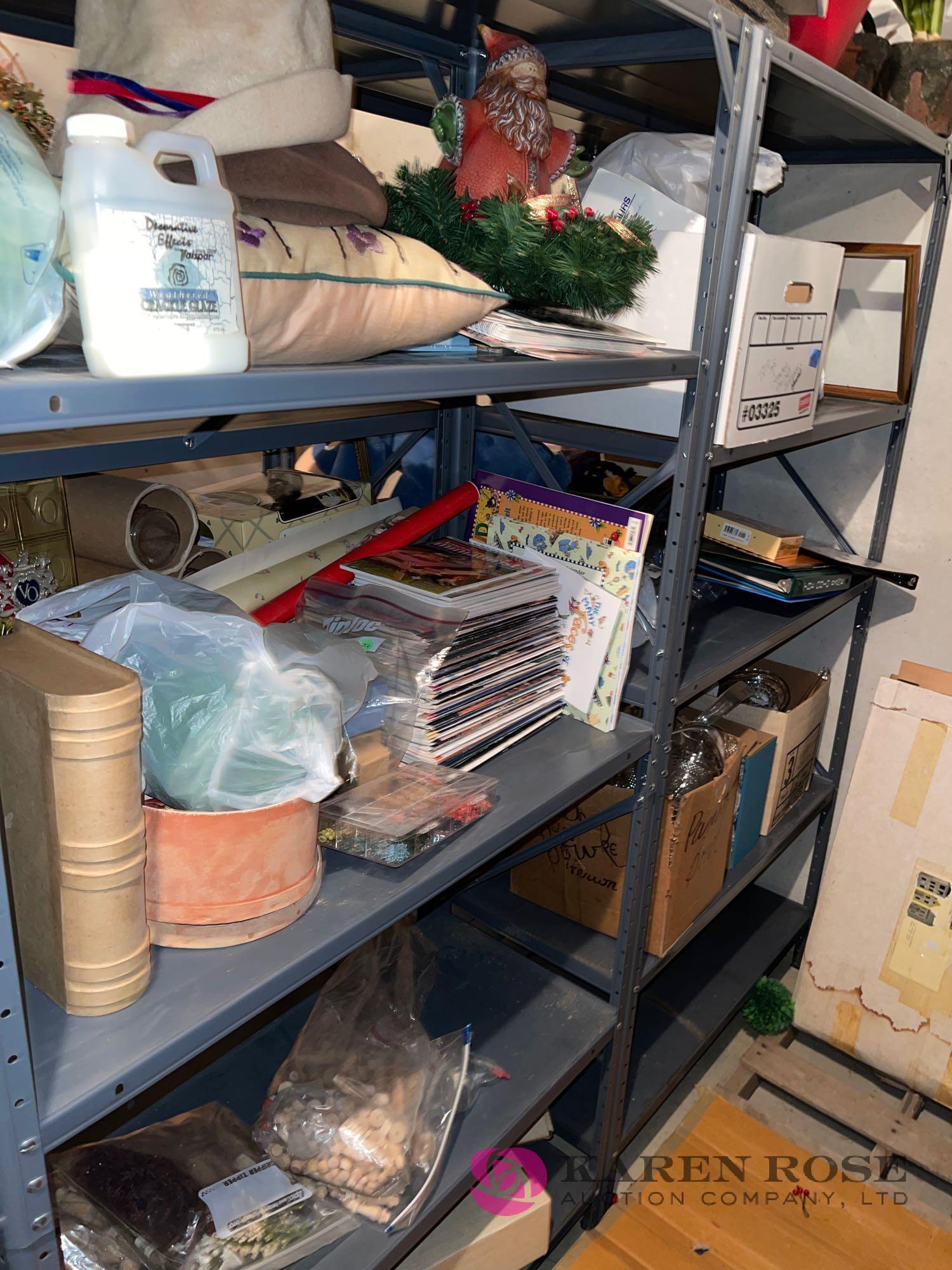 All miscellaneous contents far left basement storage room includes two rows of shells