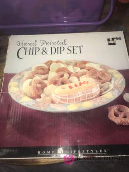 chip & dip set - assorted bowls- meatball magic