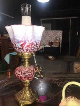 Fenton Cranberry 23 in high lamp