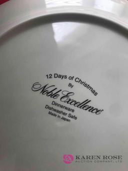 Dishes in kitchen cabinet Christmas dinnerware