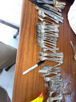 Large lot of flatware marked nickel silver