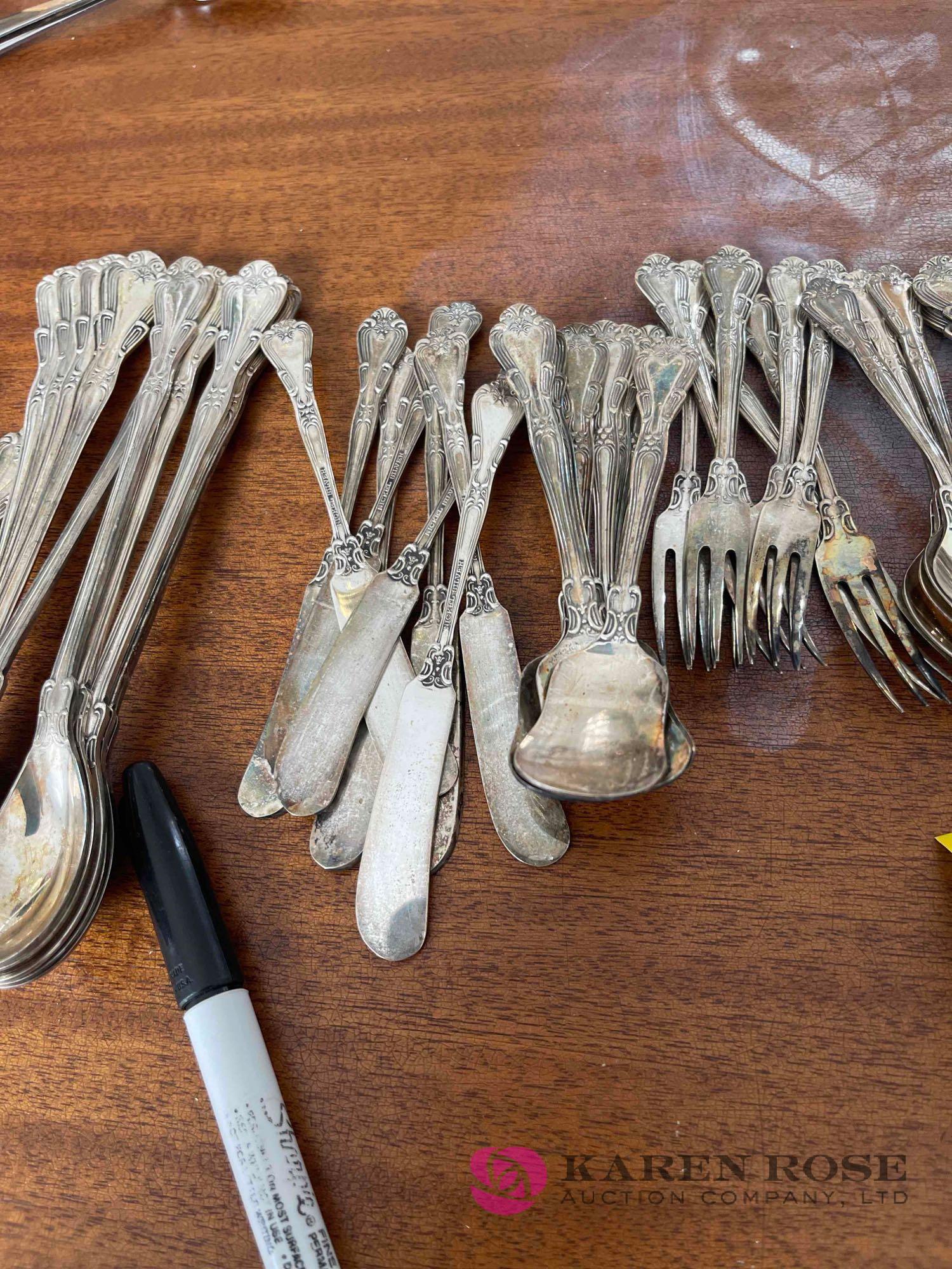 Large lot of flatware marked nickel silver