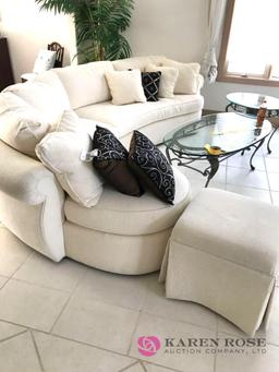 White sectional sofa and ottoman