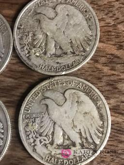 4- 1944 S walking Liberty half dollars