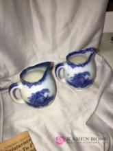 2- Royal Doulton flow blue 5 inch pitchers