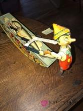 1939 Walt Disney prod. Pinocchio the acrobat tin wind up toy