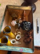 lot of vintage knickknacks boots and more