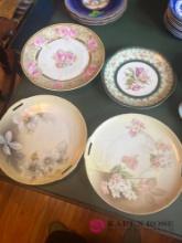 4- vintage decorative flower print plates