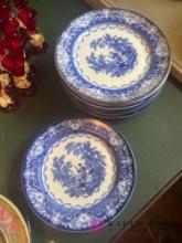 12 Watteau Royal Doulton England Flow Blue China plates