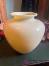 vintage large pale yellow vase