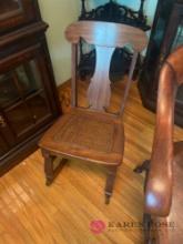 antique cane, bottom, rocking chair