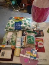 lot of miscellaneous household items including lamp
