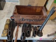 vintage cobbler tools in vintage box