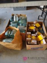 large lot of ball jars and kerr lids
