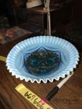 Blue ruffled 9 in bowl