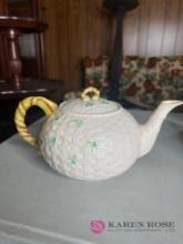 Vintage Belleek Ireland green mark tea pot
