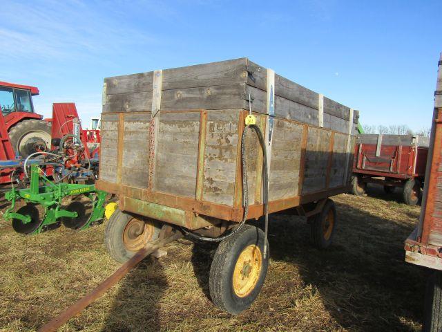 Green Wooden Barge Wagon with Hoist