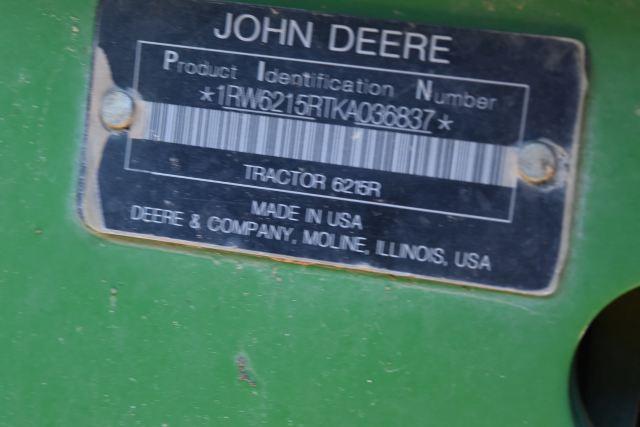 John Deere 6215R Tractor, 2019